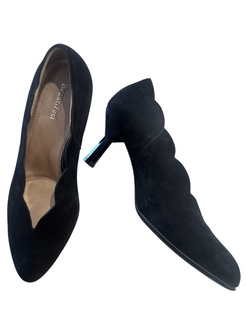BeautiFeel New Cerise Black Suede Heels Pumps 37 US 6.5